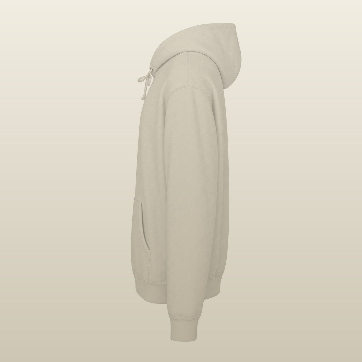 The Sunday in Bone — side profile, hood and sleeve