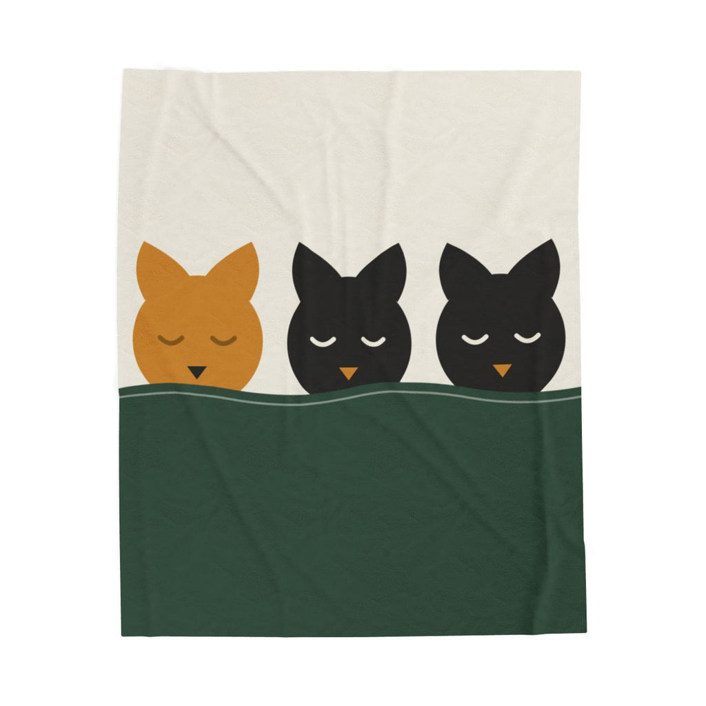 The Nap, flat — all three heads of the mark, edge to edge on velveteen plush